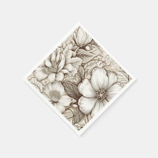 bloemsepiapatroon (15) servet (Hoek)