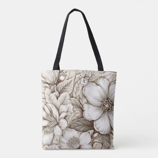 bloemsepiapatroon (15) tote bag (Achterkant)