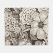 bloemsepiapatroon (1) fleece deken (Voorkant (Horizontaal))