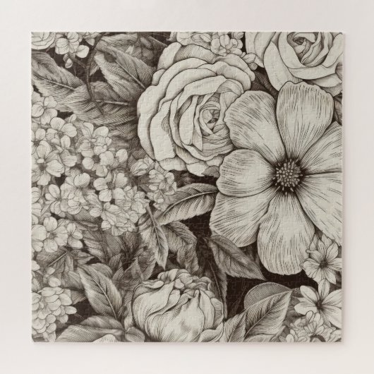  bloemsepiapatroon (1) legpuzzel (Horizontaal)