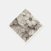 bloemsepiapatroon (1) servet (Hoek)