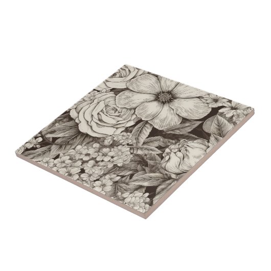  bloemsepiapatroon (1) tegeltje (Zijkant)