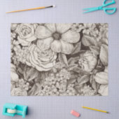 bloemsepiapatroon (1) tissuepapier (Craft)