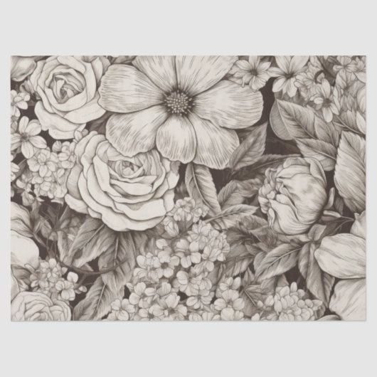 bloemsepiapatroon (1) tissuepapier (Voorkant)