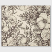  bloemsepiapatroon (2) cadeaupapier (Vlak)