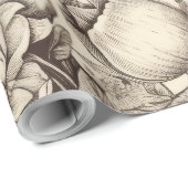  bloemsepiapatroon (2) cadeaupapier (Rol Hoek)