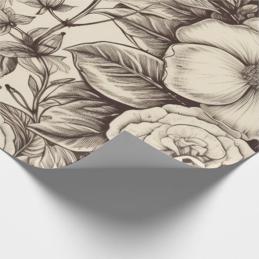  bloemsepiapatroon (2) cadeaupapier (Hoek)