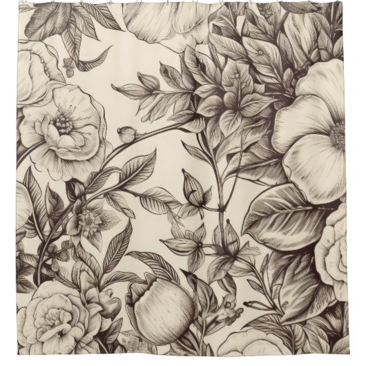  bloemsepiapatroon (2) douchegordijn (Voorkant)