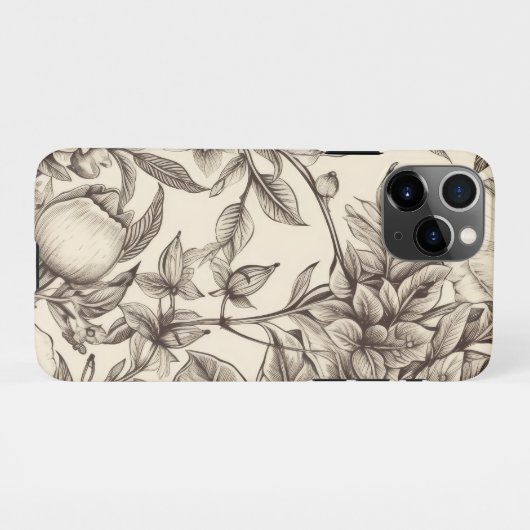  bloemsepiapatroon (2) iPhone hoesje (Achterkant horizontaal)