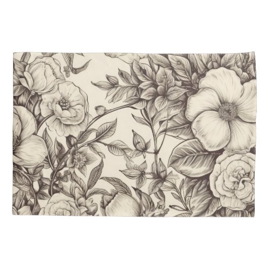 bloemsepiapatroon (2) kussensloop (Achterkant-Links)