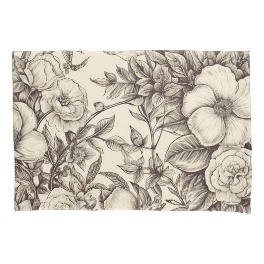 bloemsepiapatroon (2) kussensloop (Voorkant-Links)