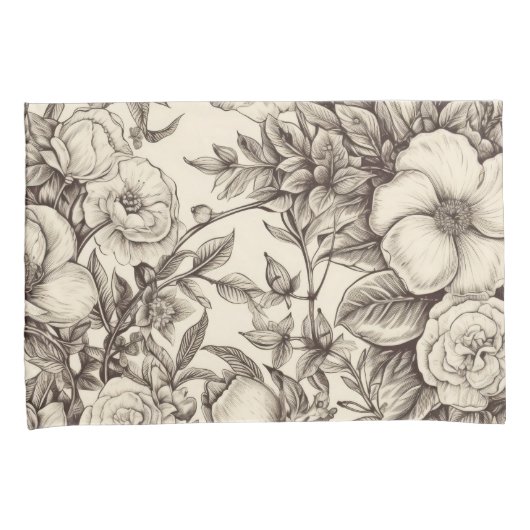  bloemsepiapatroon (2) kussensloop (Voorkant-Rechts)