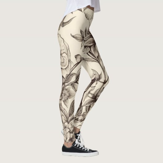  bloemsepiapatroon (2) leggings (Rechts)