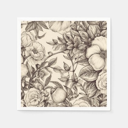  bloemsepiapatroon (2) servet (Voorkant)