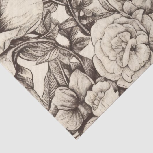  bloemsepiapatroon (2) tissuepapier (Detail)