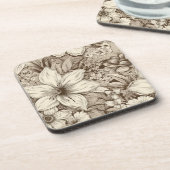  bloemsepiapatroon (3) bier onderzetter (Linkerzijde)