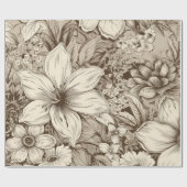  bloemsepiapatroon (3) cadeaupapier (Vlak)