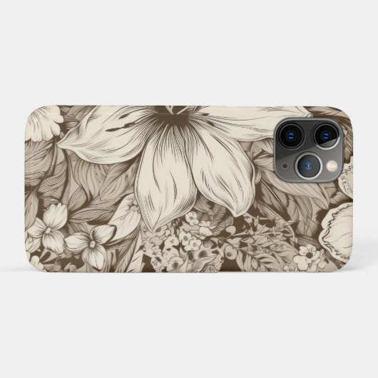  bloemsepiapatroon (3) Case-Mate iPhone case (Achterkant (horizontaal))