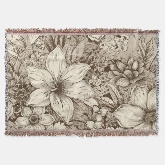  bloemsepiapatroon (3) deken (Voorkant)
