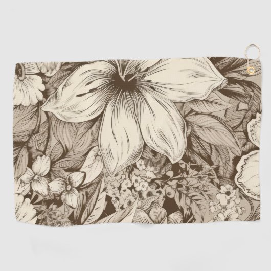 bloemsepiapatroon (3) golfhanddoek (Horizontaal)