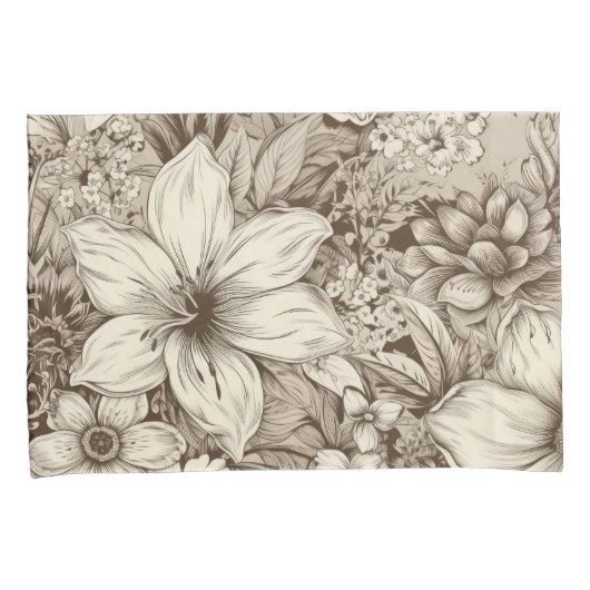  bloemsepiapatroon (3) kussensloop (Voorkant-Rechts)