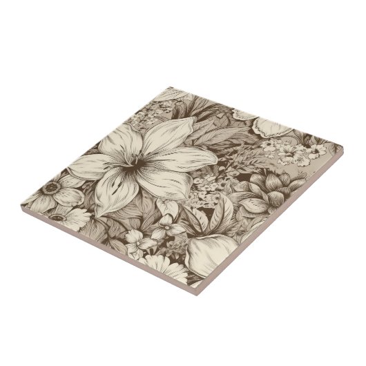 bloemsepiapatroon (3) tegeltje (Zijkant)