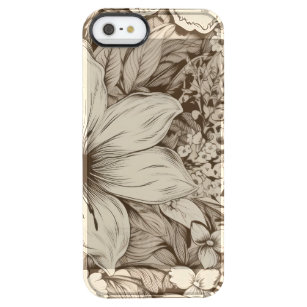  bloemsepiapatroon (3) doorzichtig iPhone SE/5/5s hoesje