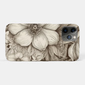  bloemsepiapatroon (4) Case-Mate iPhone case (Achterkant (horizontaal))