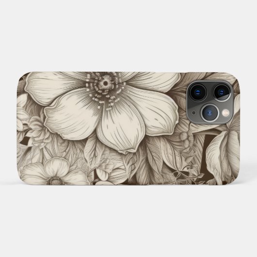  bloemsepiapatroon (4) Case-Mate iPhone case (Achterkant (horizontaal))
