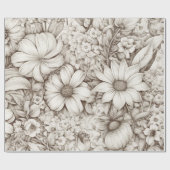  bloemsepiapatroon (5) cadeaupapier (Vlak)