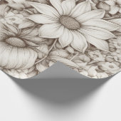  bloemsepiapatroon (5) cadeaupapier (Hoek)