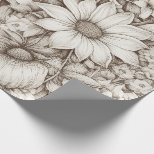  bloemsepiapatroon (5) cadeaupapier (Hoek)