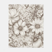  bloemsepiapatroon (5) fleece deken (Voorkant)