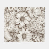  bloemsepiapatroon (5) fleece deken (Voorkant (Horizontaal))