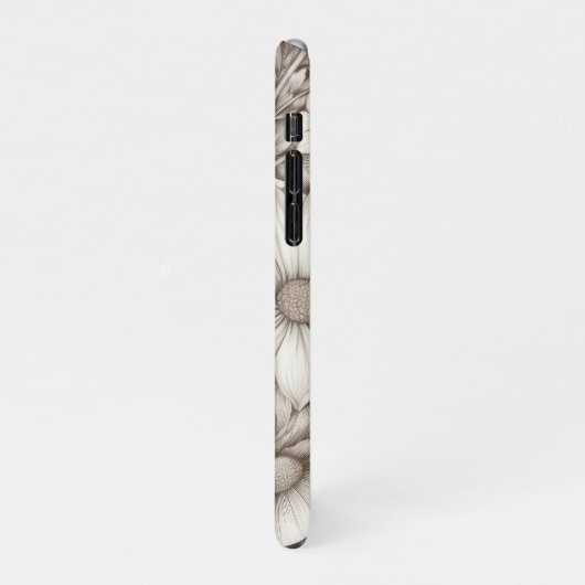  bloemsepiapatroon (5) iPhone hoesje (Linkerkant)