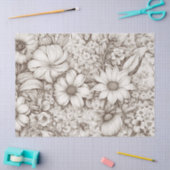 bloemsepiapatroon (5) tissuepapier (Craft)