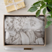 bloemsepiapatroon (5) tissuepapier (Geschenk)