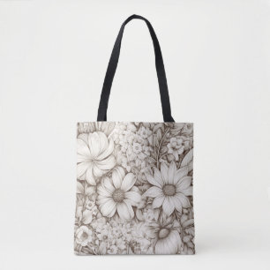  bloemsepiapatroon (5) tote bag