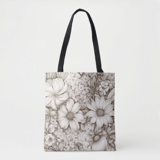  bloemsepiapatroon (5) tote bag (Voorkant)