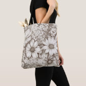 bloemsepiapatroon (5) tote bag (Dichtbij)