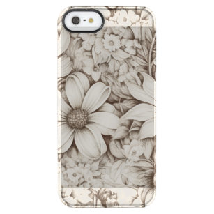  bloemsepiapatroon (5) doorzichtig iPhone SE/5/5s hoesje