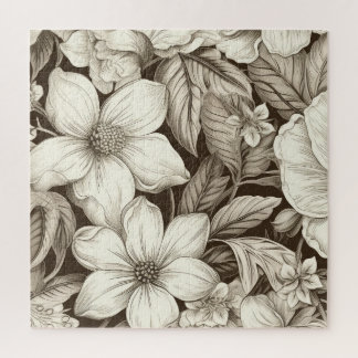  bloemsepiapatroon (6) legpuzzel