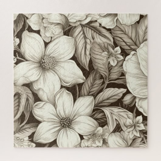  bloemsepiapatroon (6) legpuzzel (Verticaal)