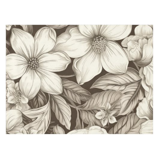  bloemsepiapatroon (6) tafelkleed (Voorkant (Horizontaal))