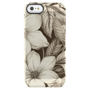  bloemsepiapatroon (6) doorzichtig iPhone SE/5/5s hoesje