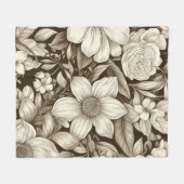 bloemsepiapatroon (7) fleece deken (Voorkant (Horizontaal))