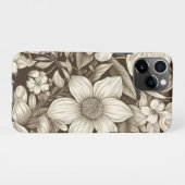 bloemsepiapatroon (7) iPhone hoesje (Achterkant horizontaal)