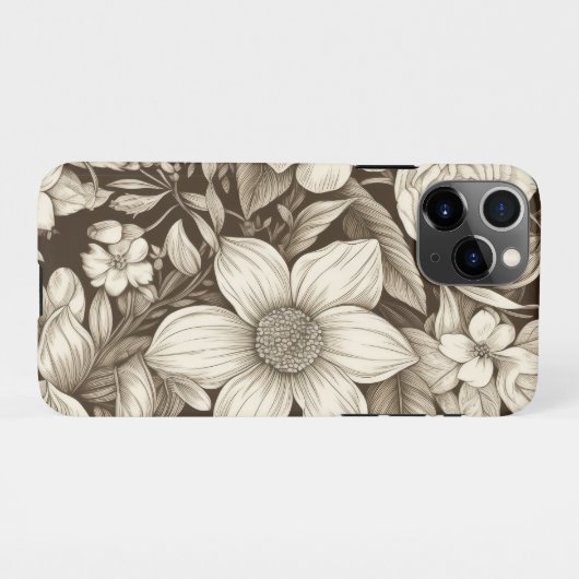  bloemsepiapatroon (7) iPhone hoesje (Achterkant horizontaal)