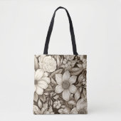 bloemsepiapatroon (7) tote bag (Voorkant)