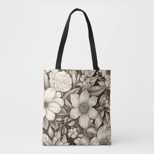  bloemsepiapatroon (7) tote bag (Voorkant)